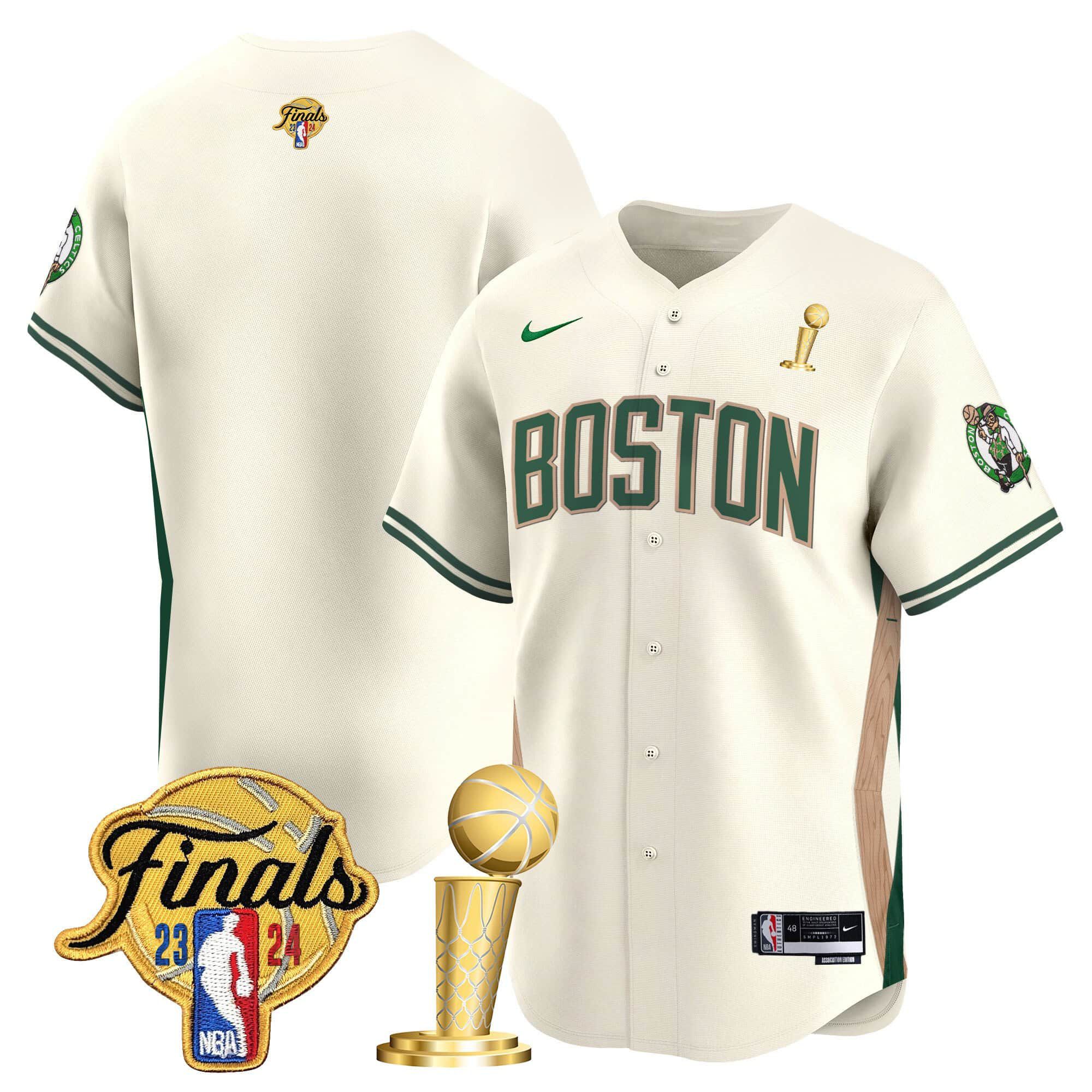 Men Boston Celtics Blank Cream 2024 Nike Final & Champions Patch Baseball NBA Jersey->customized nba jersey->Custom Jersey